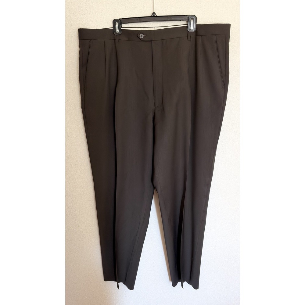 VTG 90s Pronto Uomo Mens 44 x 29" Brown 100% Wool Pleated Dress Pants Trousers